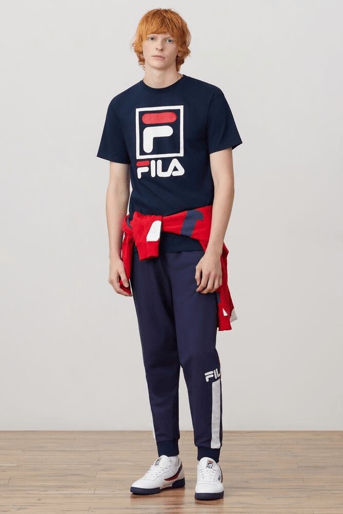 Fila Stacked T Shirt Navy White S