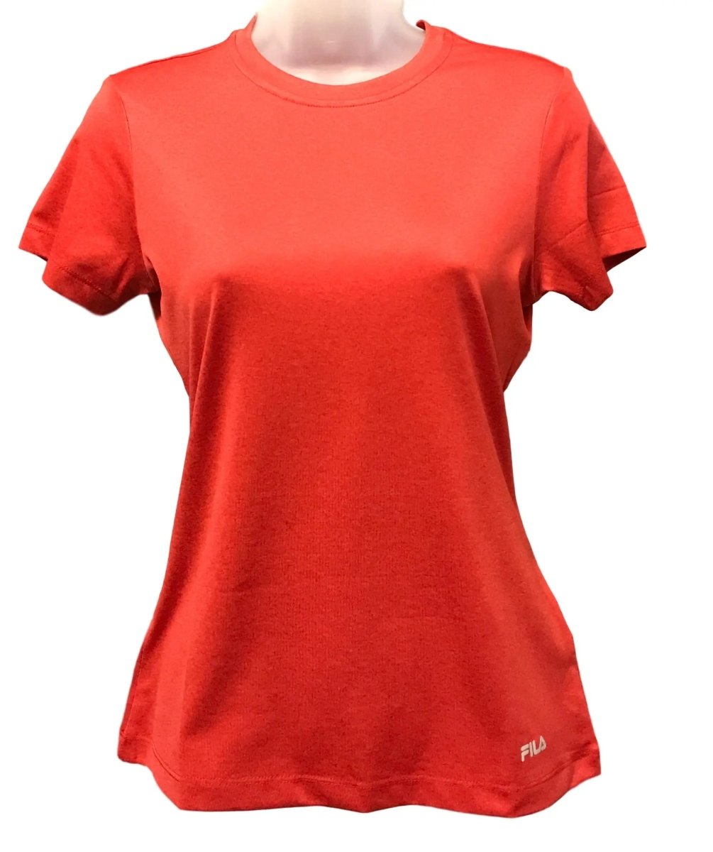 Fila Women's Short Sleeve Crew Heather Tee - Chinese Red Heather - Racquet Point