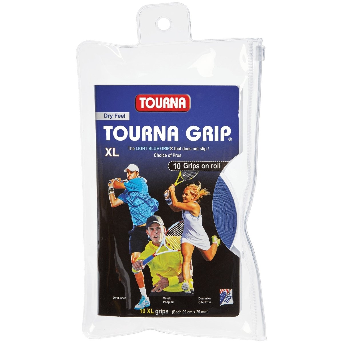 Tourna Grip Original Overgrip XL Dry Feel - Blue - 10 Pack - Racquet Point