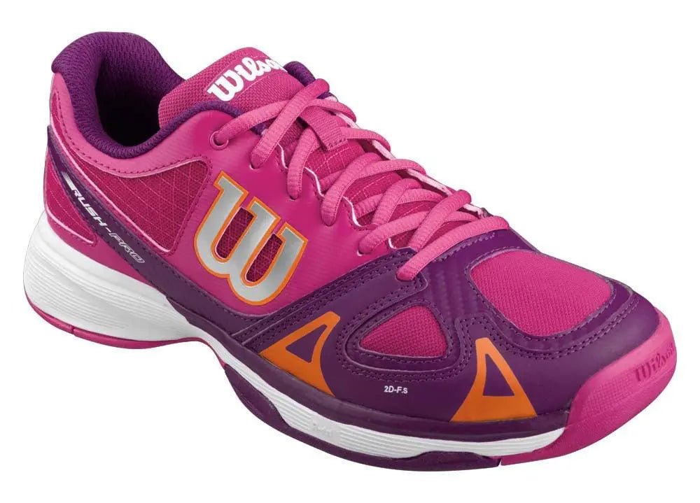 Wilson Rush Pro Junior Tennis Shoes - Pink/Purple/Clementine - Racquet Point